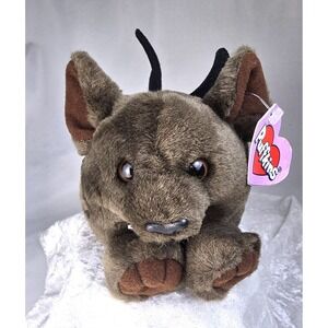 Puffkins Ding Bat Beanie Stuffed Plush Brown Vampire Limited Edition Swibco 1997